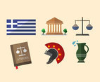 Greece Flat Symbols Vector