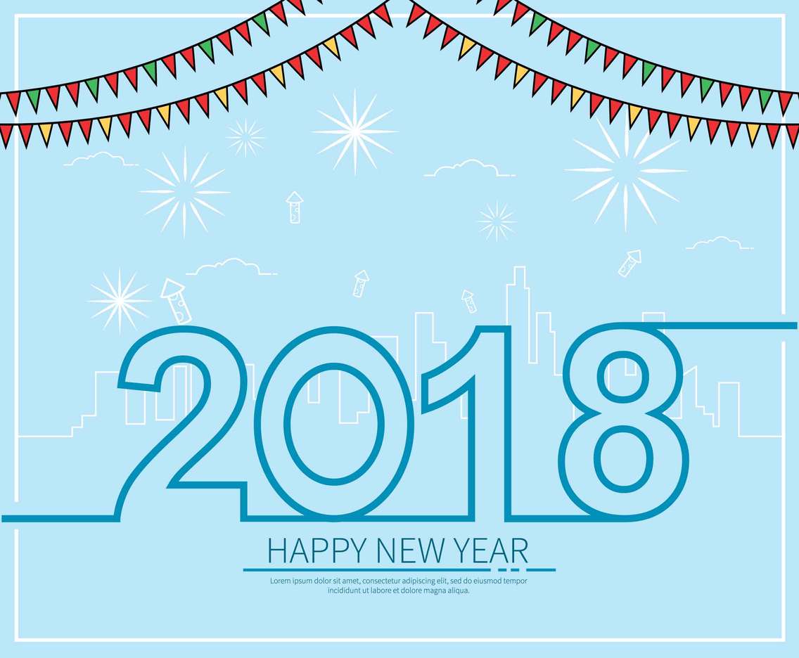 Happy New Year 2018 Banner Illustration