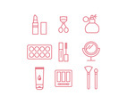 Pink Outlined Make-Up Icons