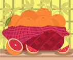 Grapefruit in a Basket Vector