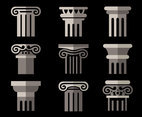 Pillars Collection On Black Vector