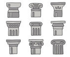 Hand Drawn Pillars Collection Vector