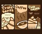 Croissant Coffee Cupcake Flyers Template Vector