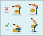Correct posture to lift a heavy object safely Illustration