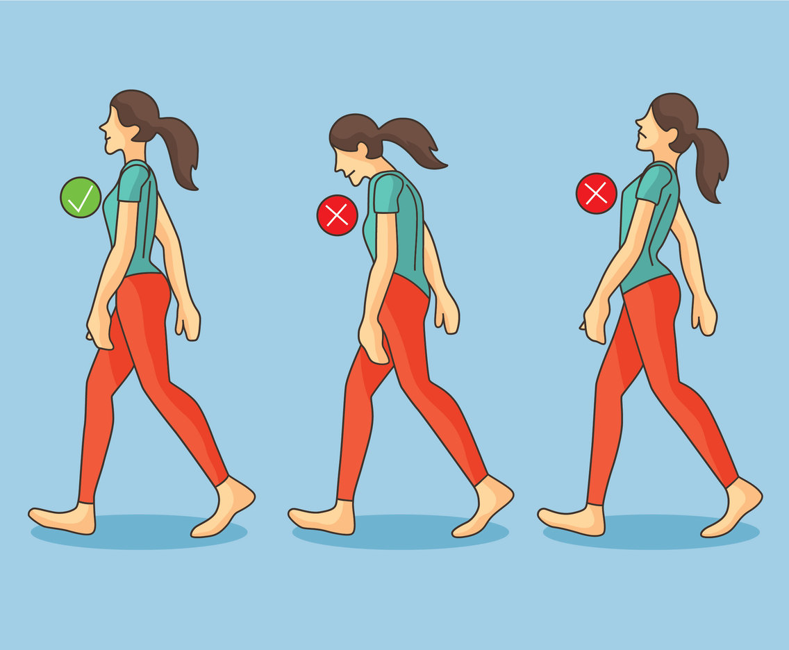 Wrong And Right Walking Posture Vector