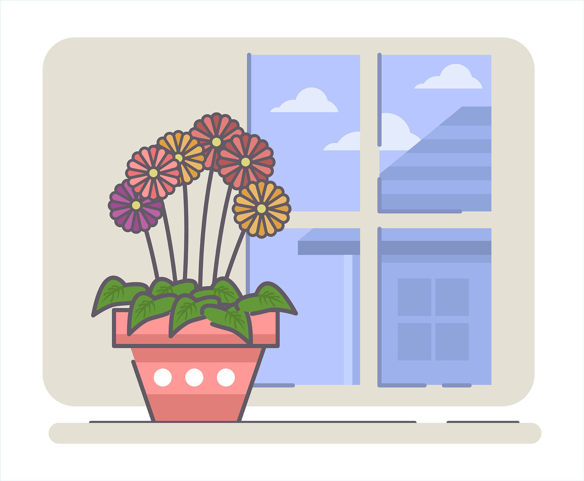 Gerbera in a Pot Vector