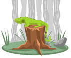 Iguana on Tree Stump Vector