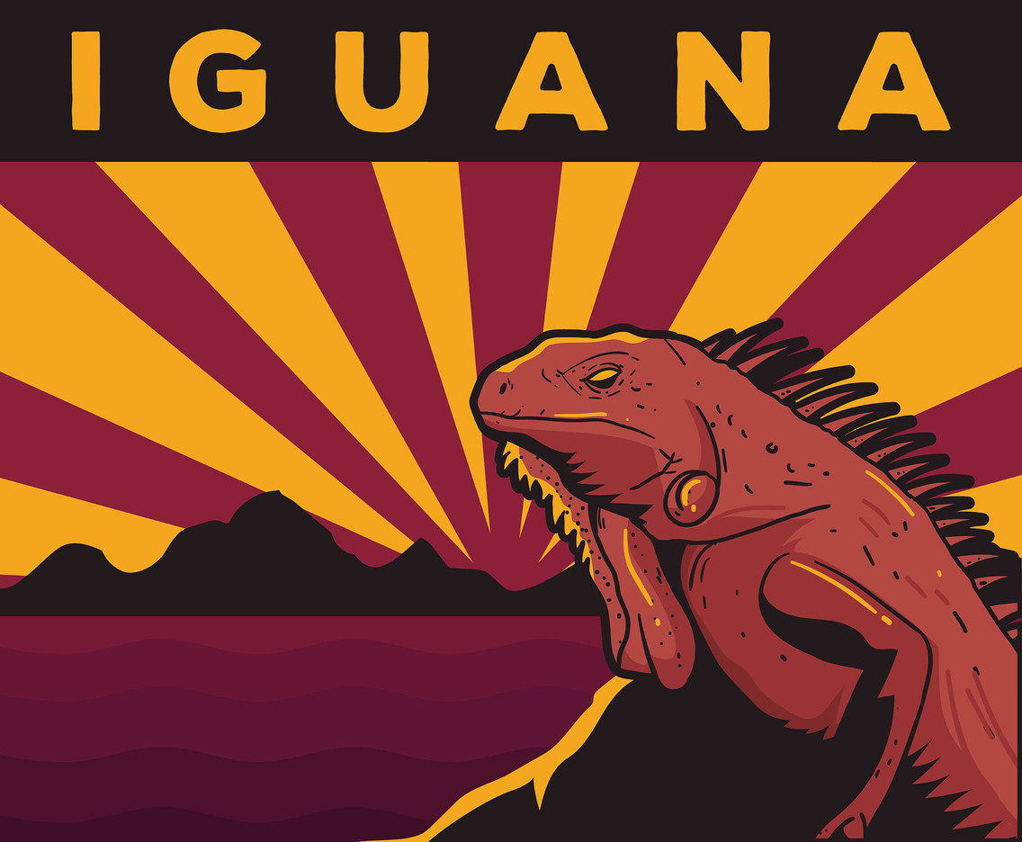 Iguana Vintaga Poster Vector