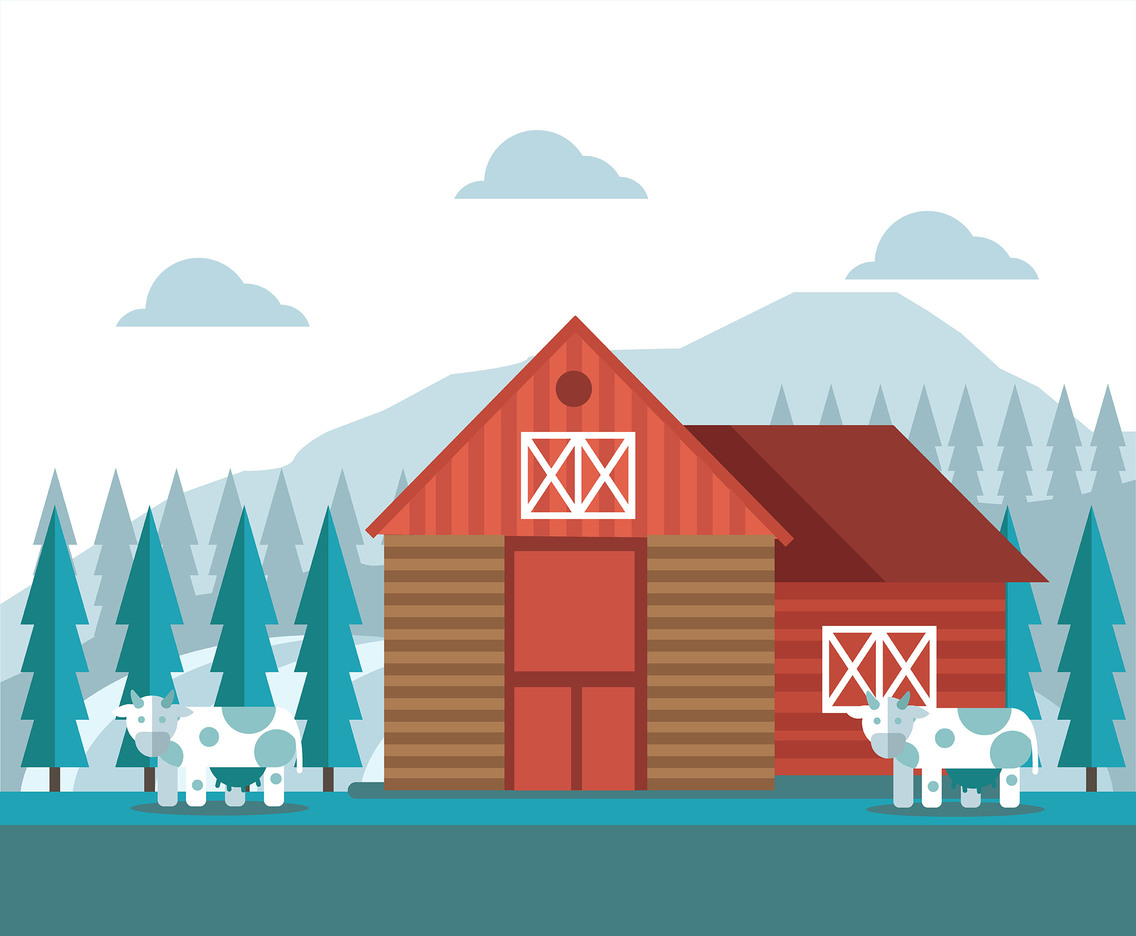 Winter at Ranch Vector