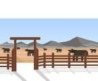 Cattle at Ranch Vector