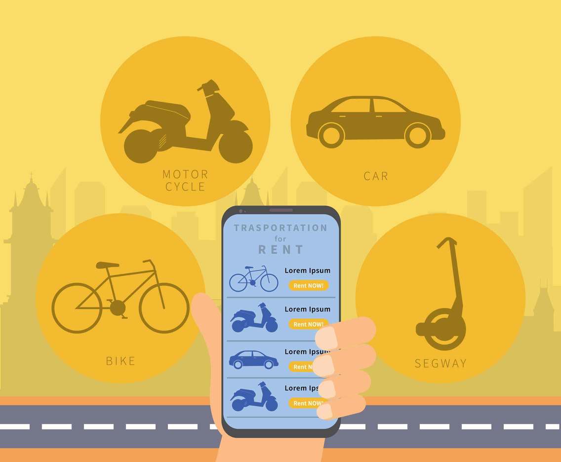Transportation Rental Mobile App Illustration