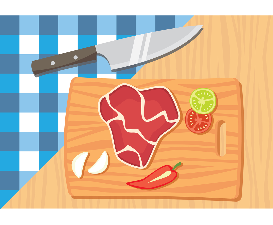 Meat On Chop Board Illustration Vector Art And Graphics