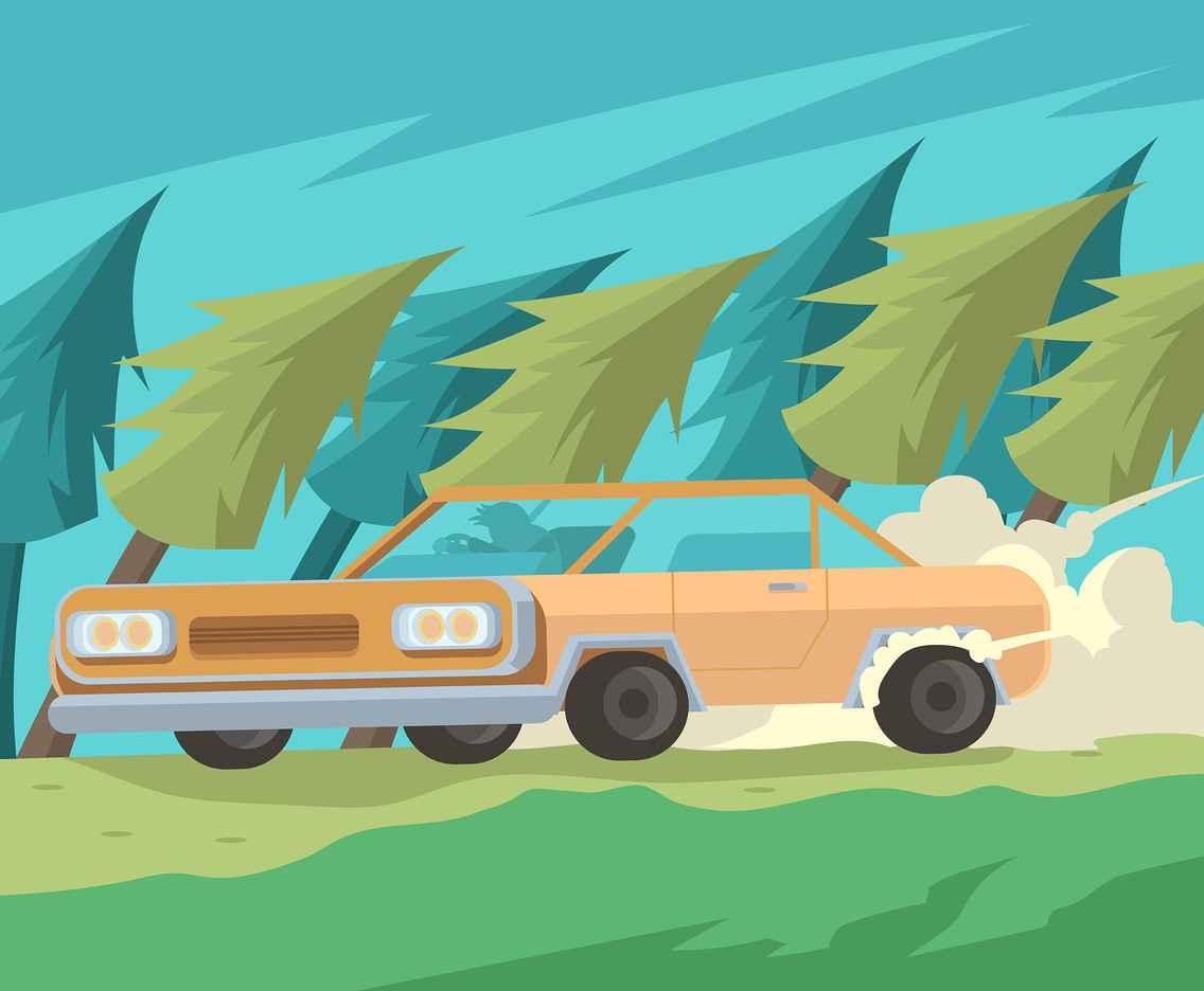 Sedan in Woods Vector