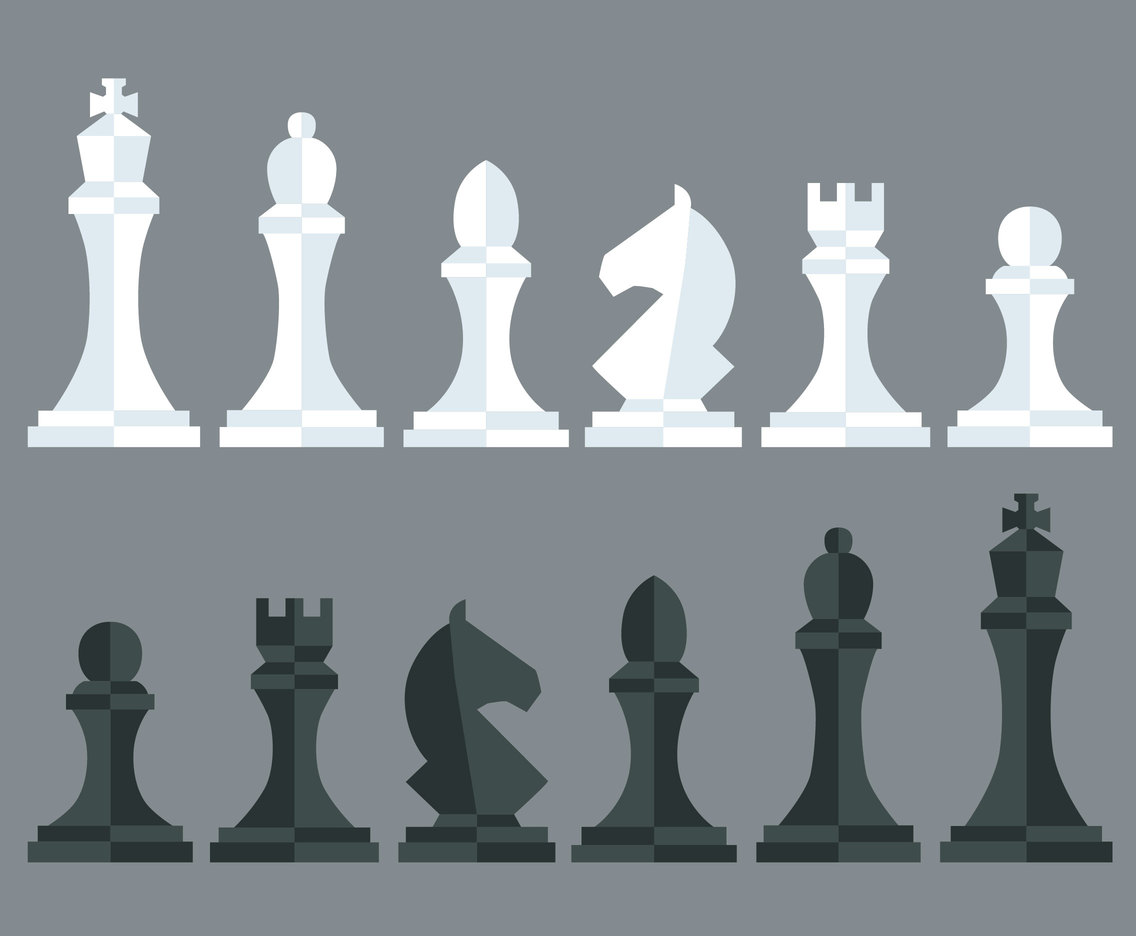 Black And White Chess Pieces Vector