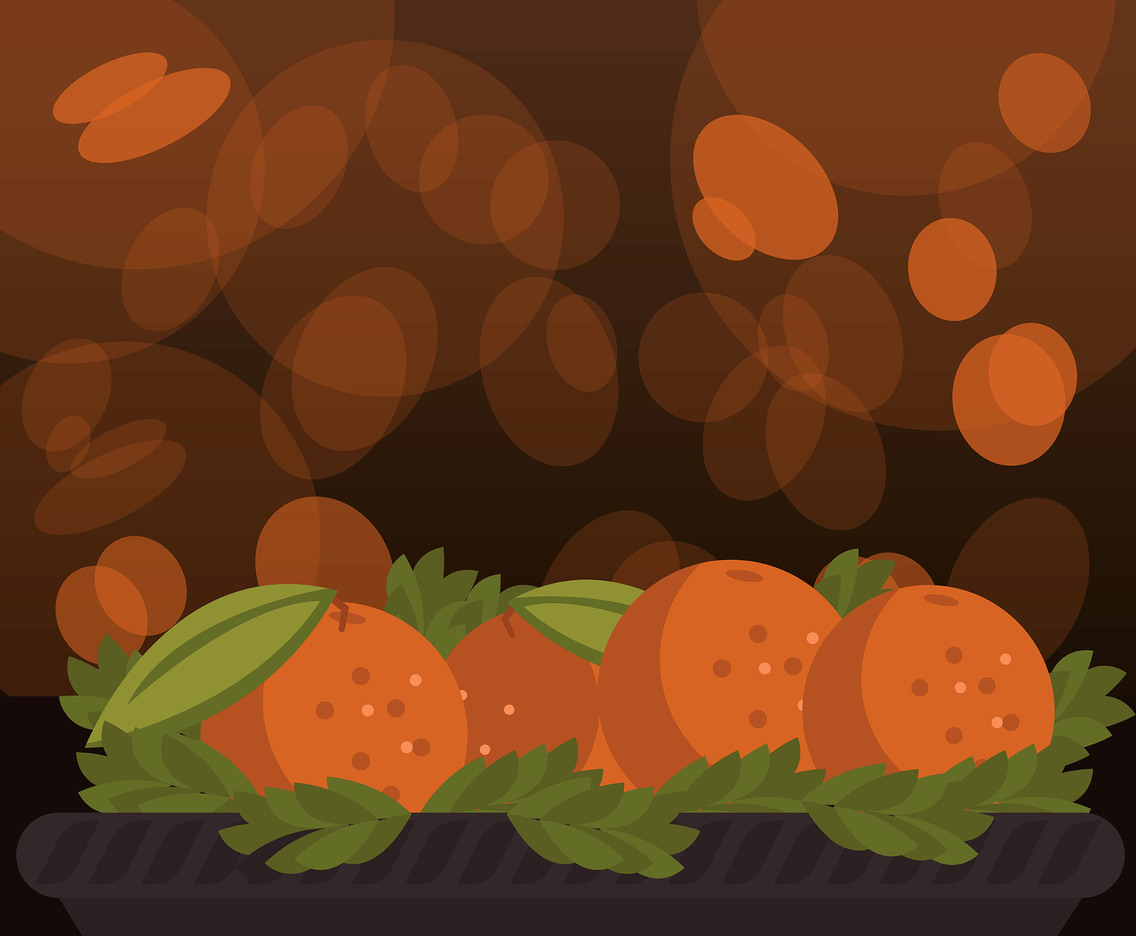 Tangerine in Bowl Vector