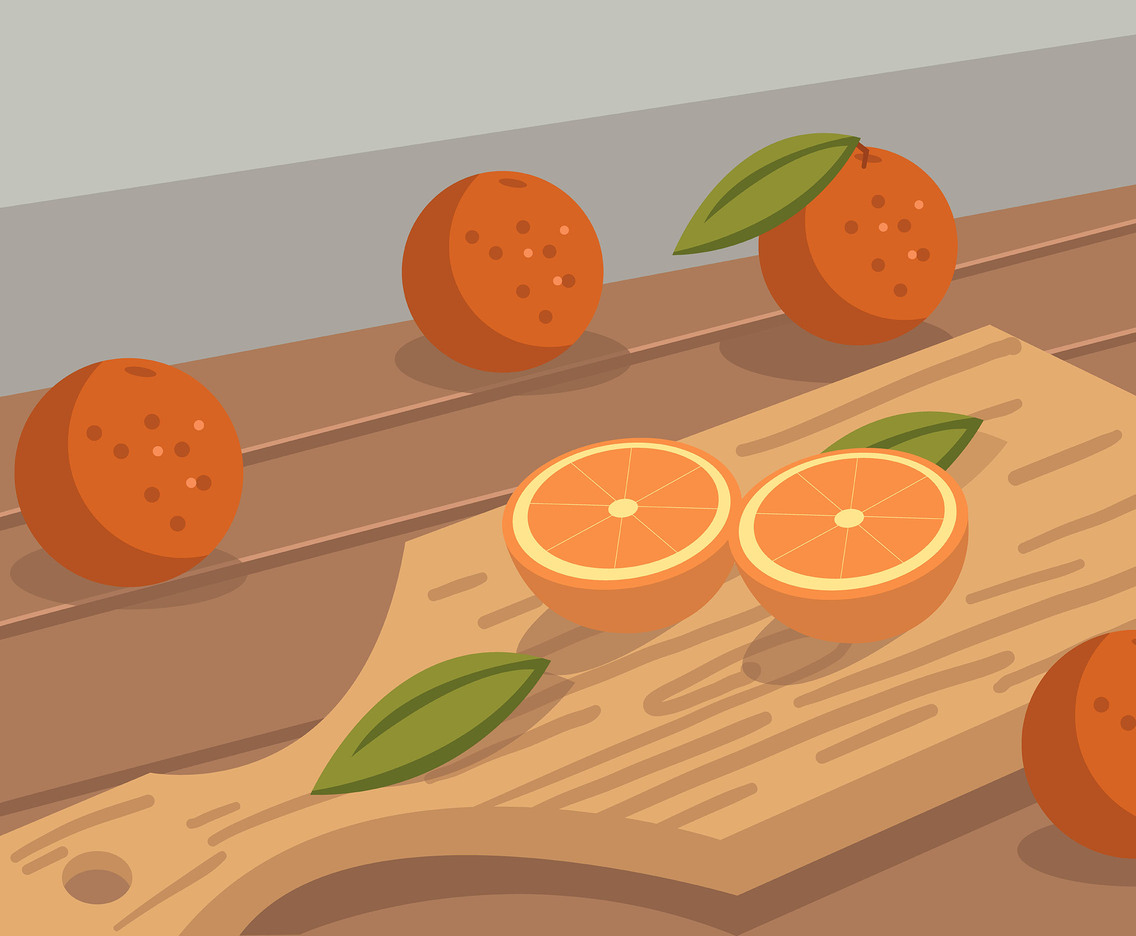 Tangerine on Cutting Board Vector
