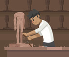 Woodcarving Artist Vector