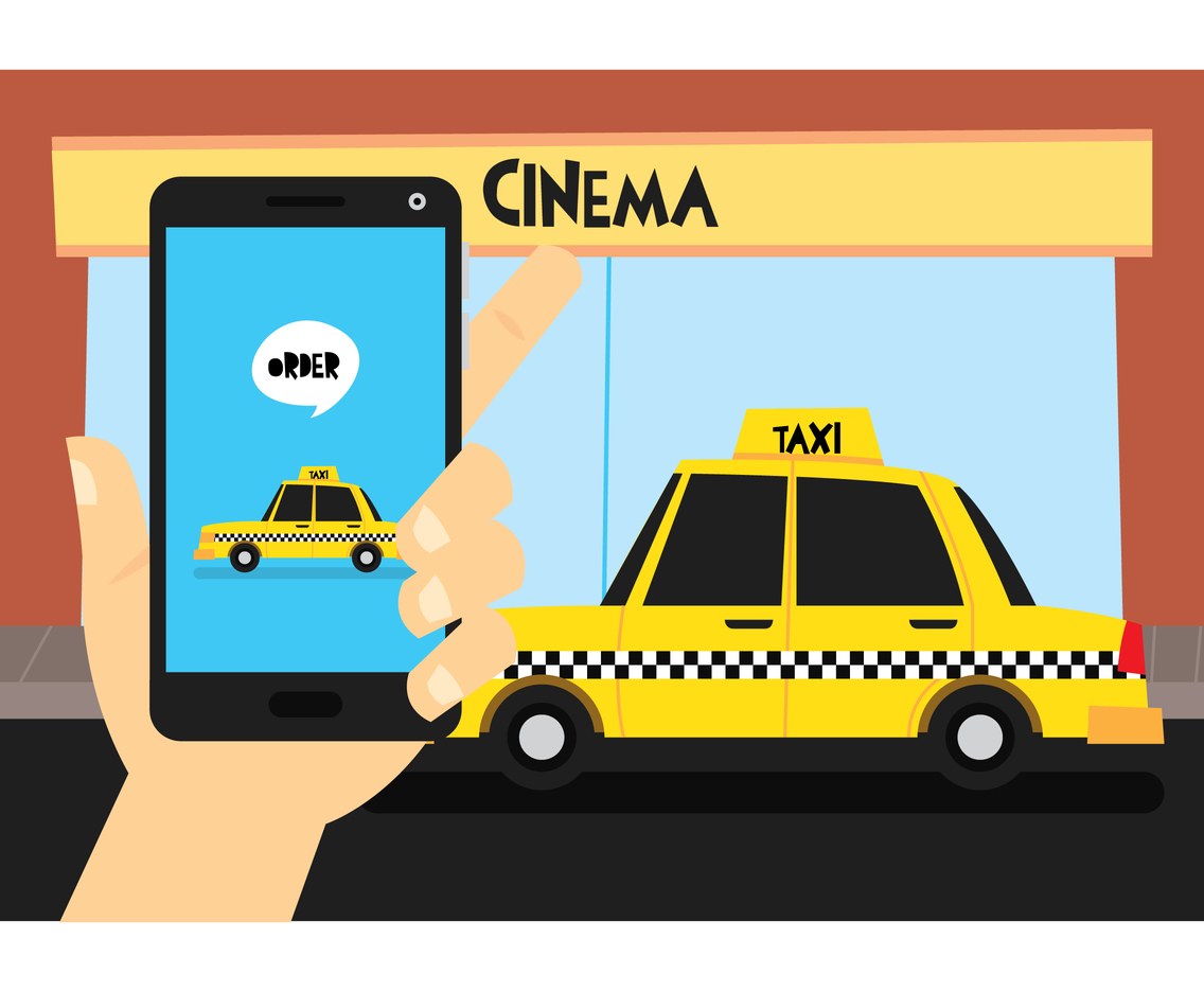 Man Order Taxi At Cinema