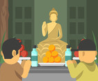 Buddha Worship Vector