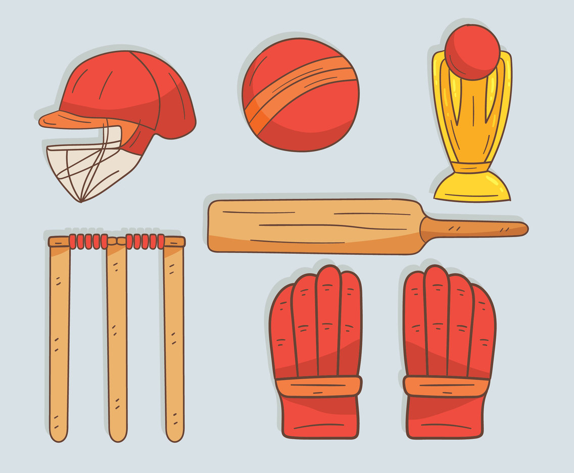 Hand Drawn Cricket Element Vector