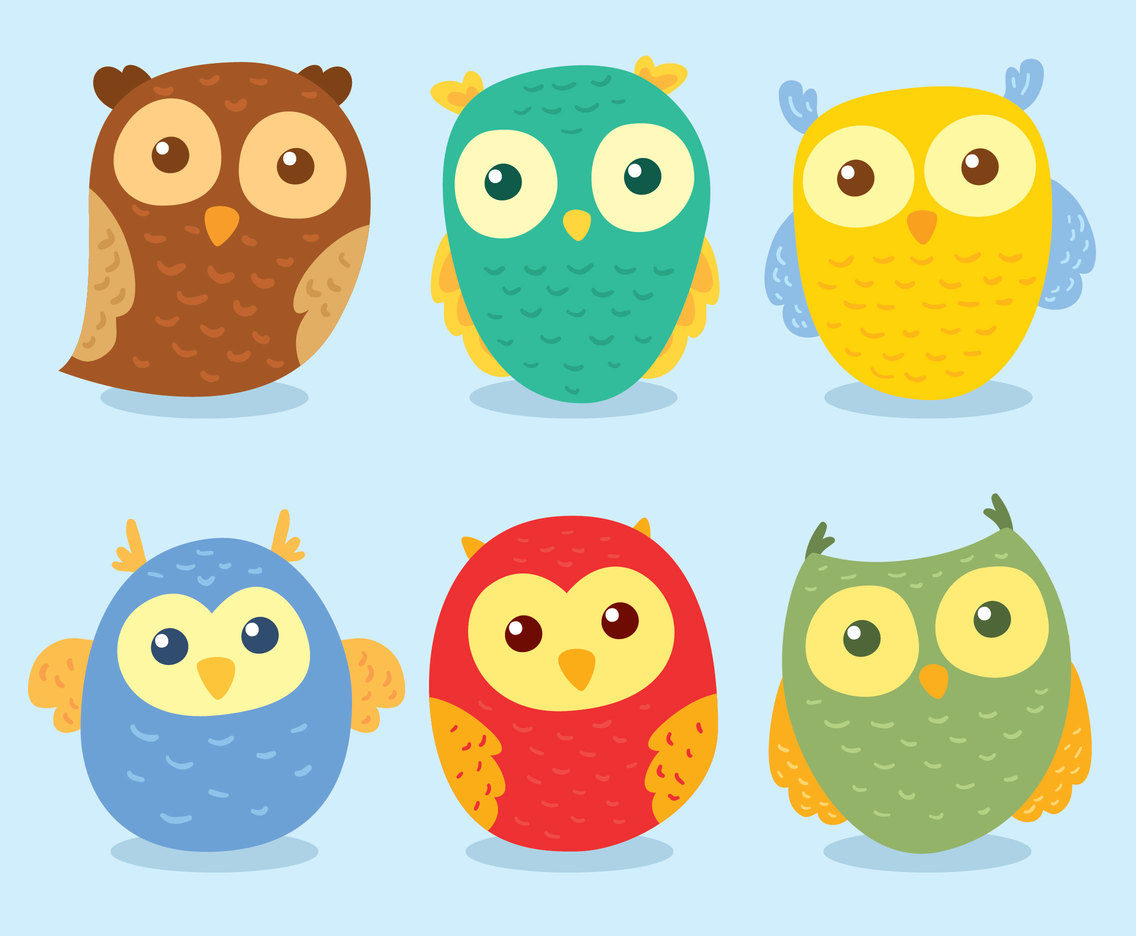 Colorful Owls Vector 