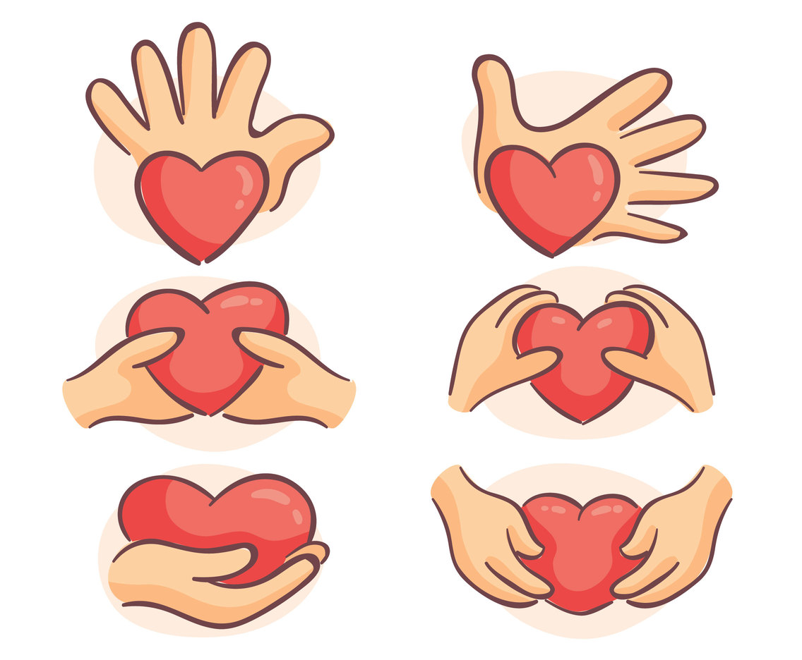 Hand drawn Hugging Heart Vector