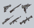 Weapon Collection On Grey Vector