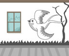 Swallow on Wall Vector