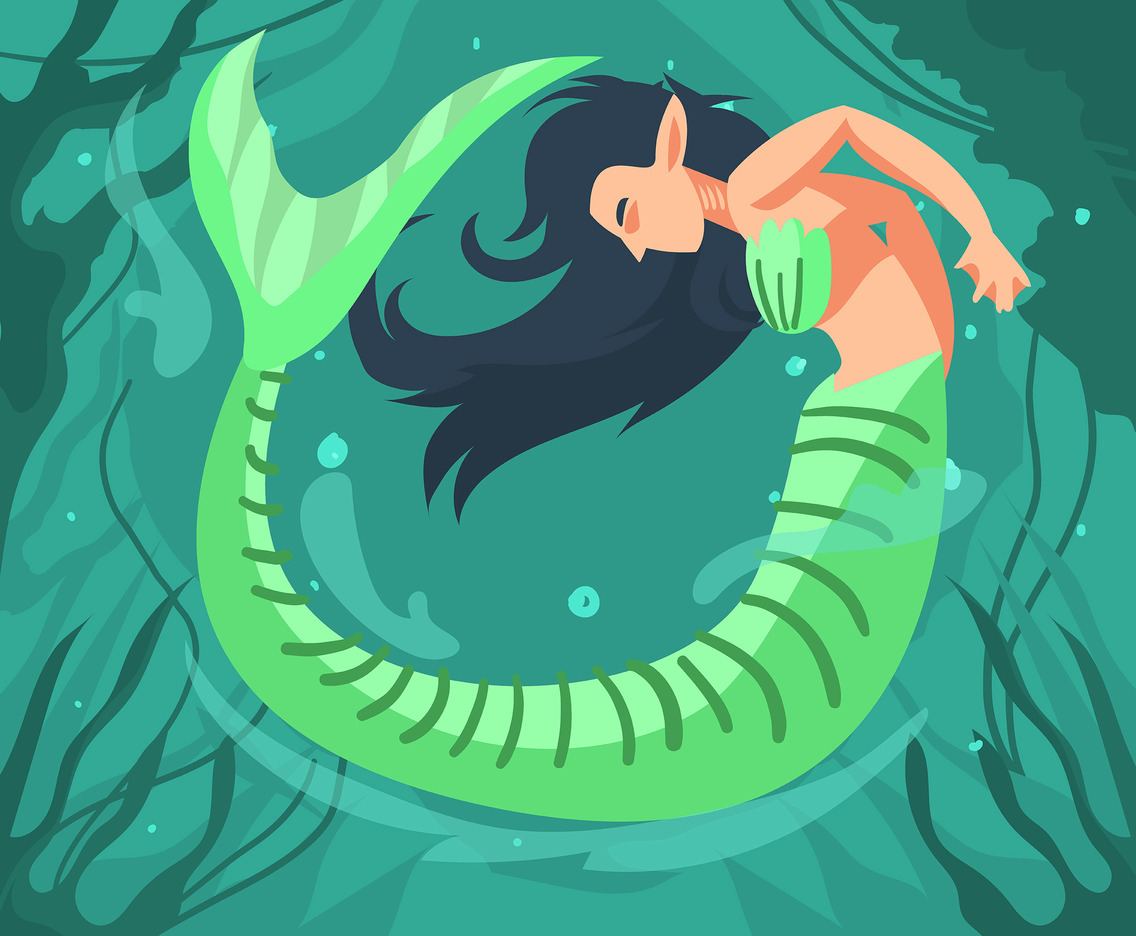 Green-Tailed Mermaid Vector