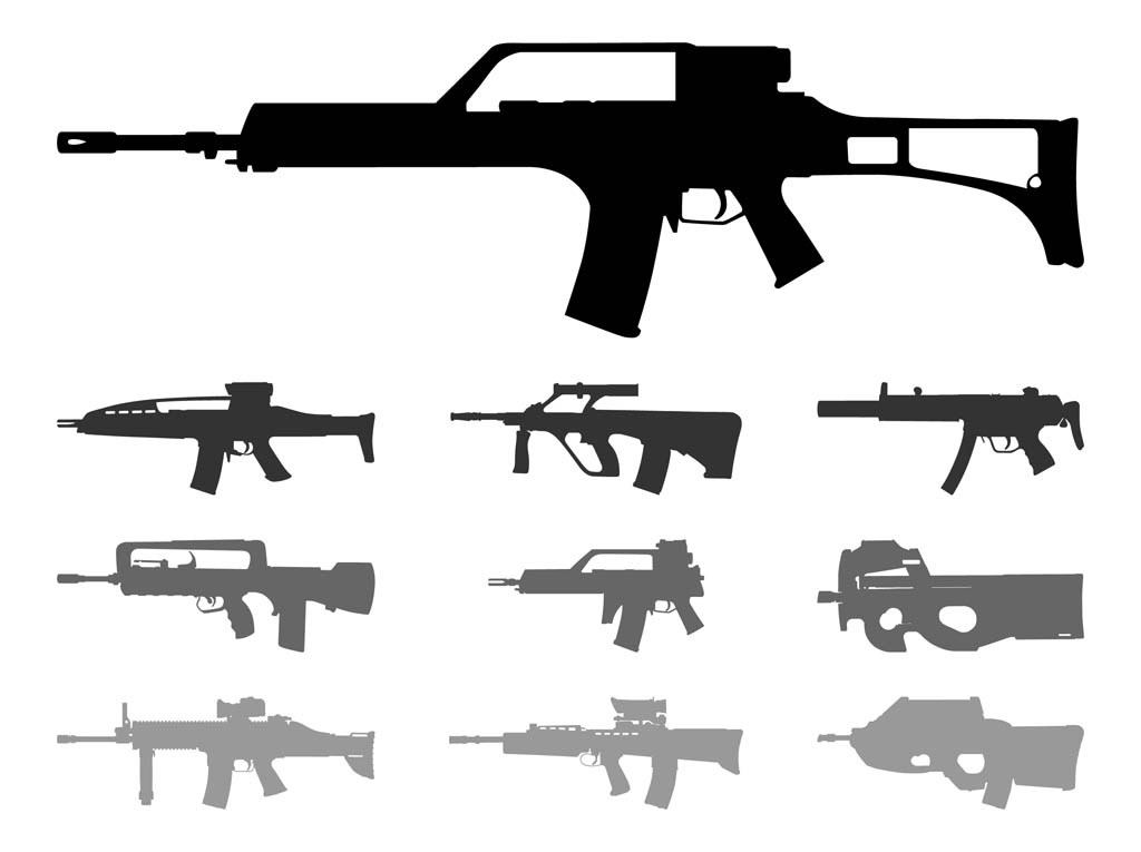 Automatic Weapons Silhouettes