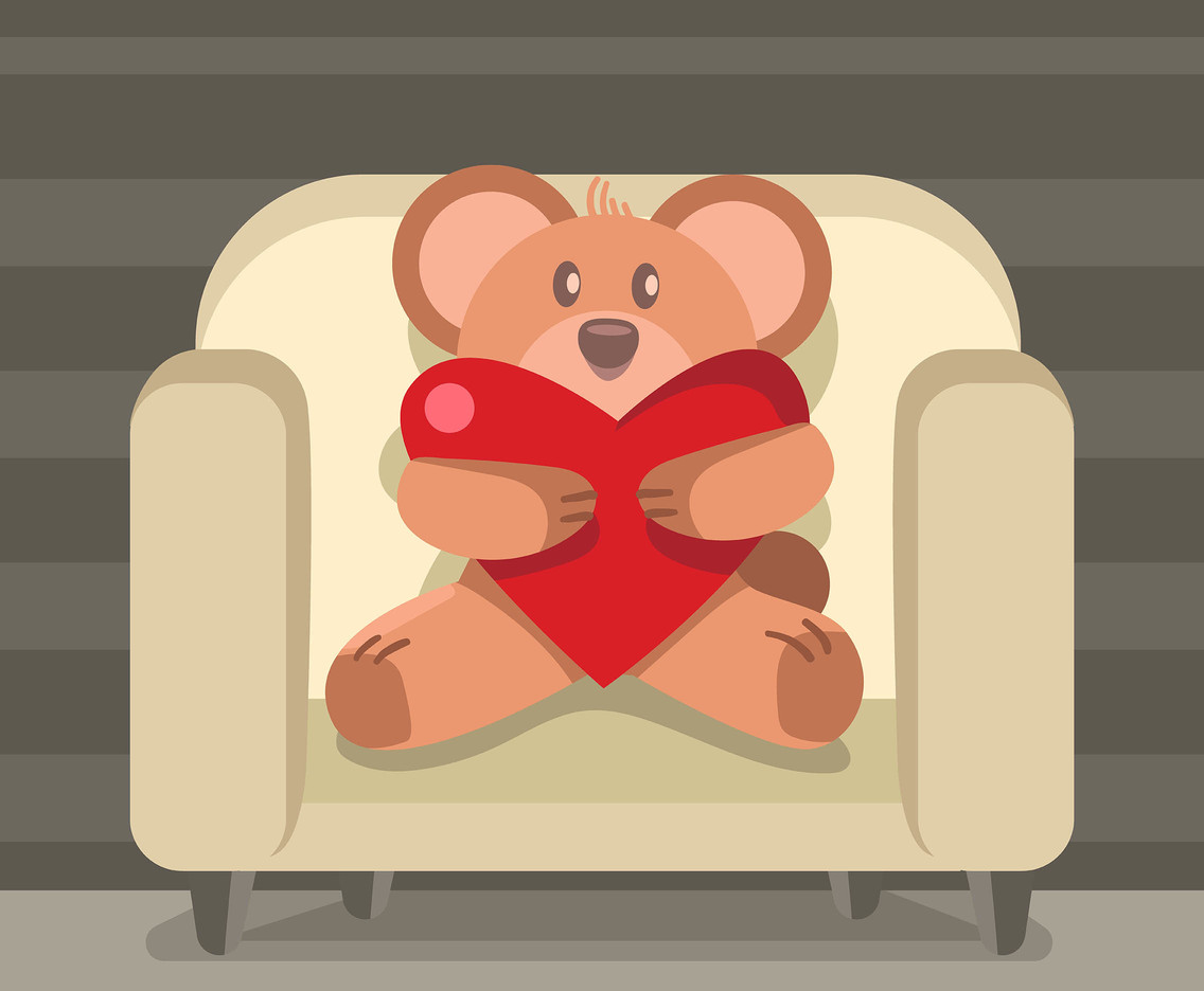 Hugging Heart Teddy Bear Vector