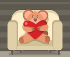 Hugging Heart Teddy Bear Vector