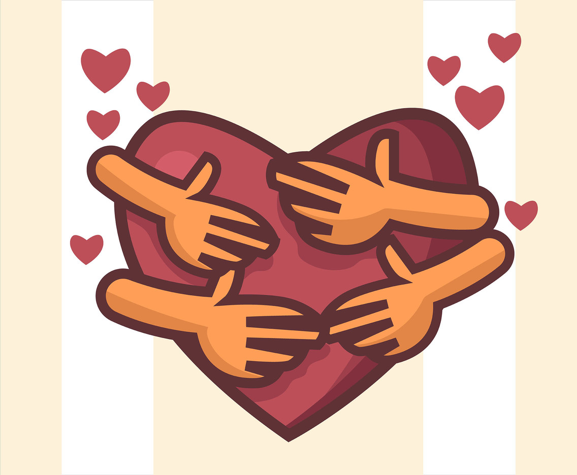 Hugging Heart Vector in Thick Lines