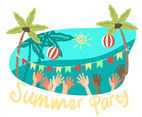 Summer Party Volleyball Vector