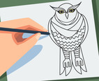 Sketch of Owls Vector