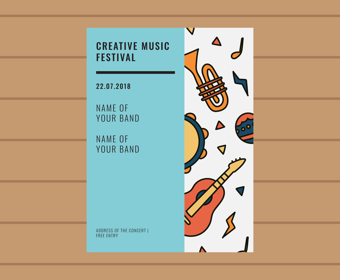 Creative Music Party With a Wooden Background