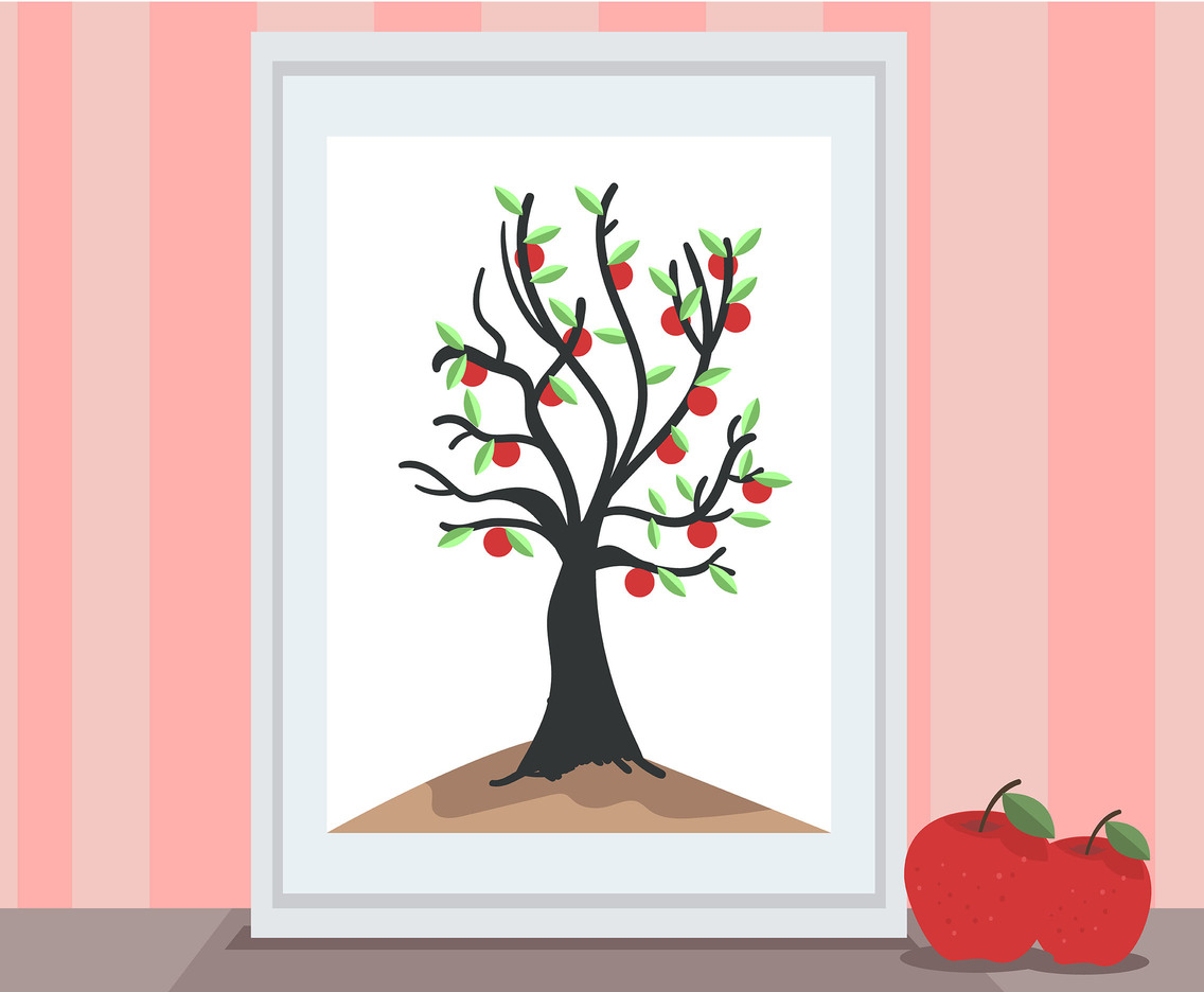 Apple Tree Painting Vector