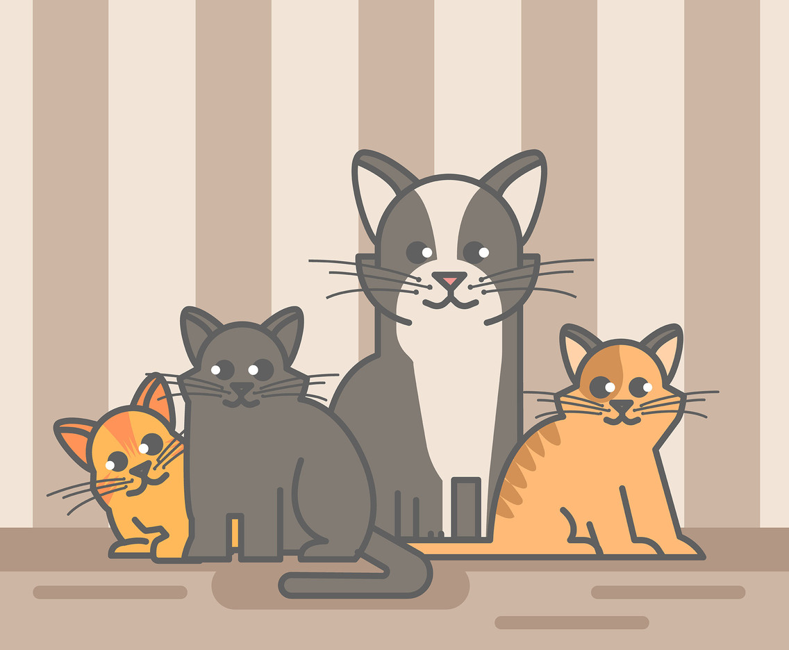 Family of Cats Vector