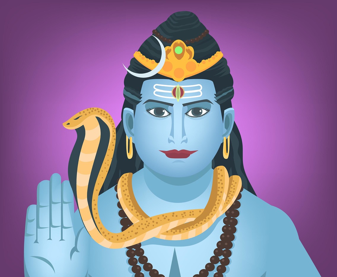 Shiva God in Purple Background Vector