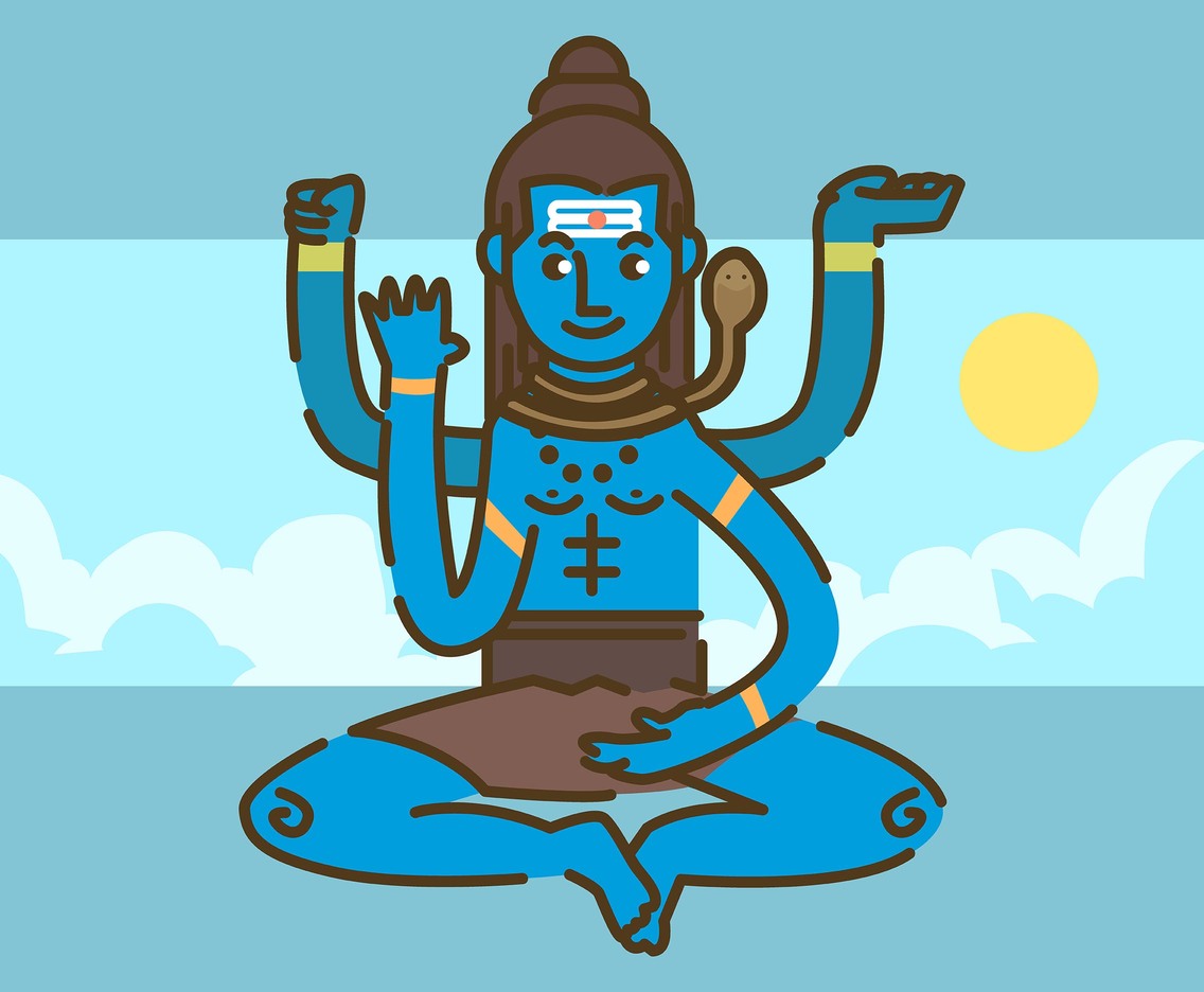 Shiva God in Sky Background Vector