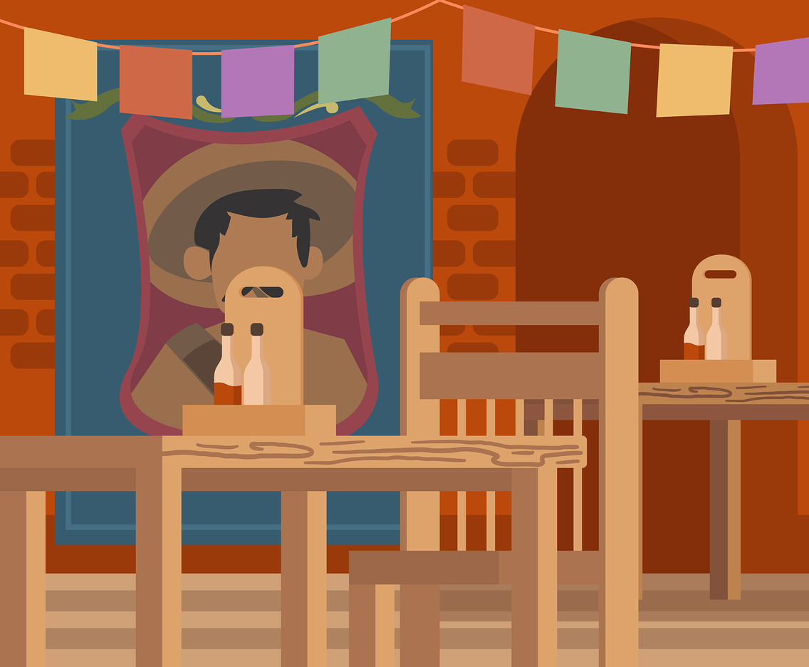 Mexican Cantina With Poster Vector