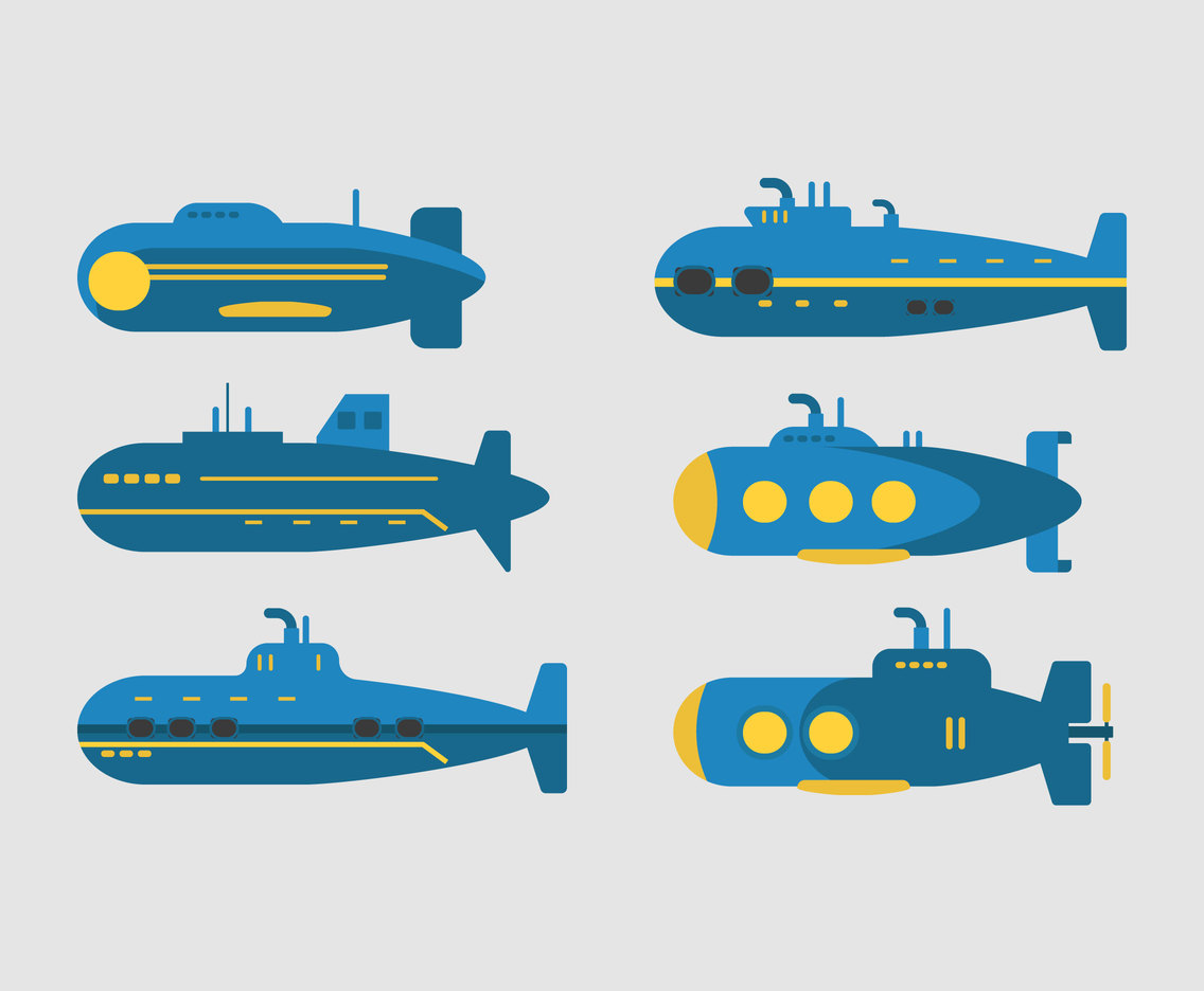 Blue Submarines Vector