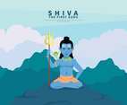 Shiva God In Medition Pose Illustration