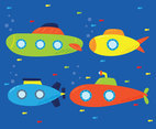 Colorful Submarines Vector