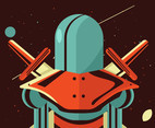 Outer Space Knight Vector in Retro Style