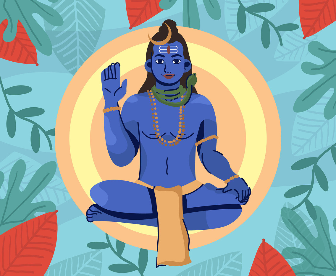 Shiva God Raising Hand Vector