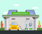 Solar Energy Car Charger Vector