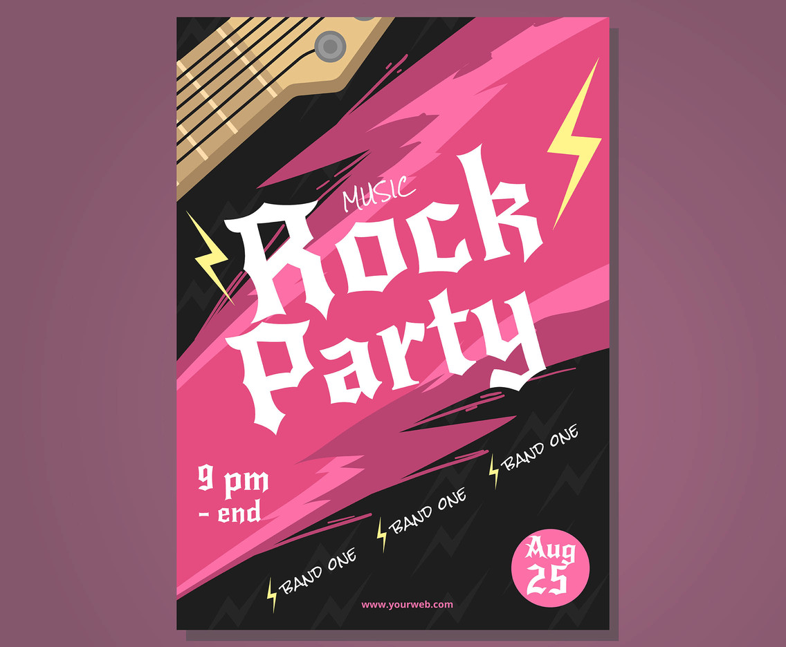 Rock Music Party Flyer Vector