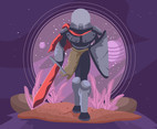 Outer Space Knight With Shield Vector