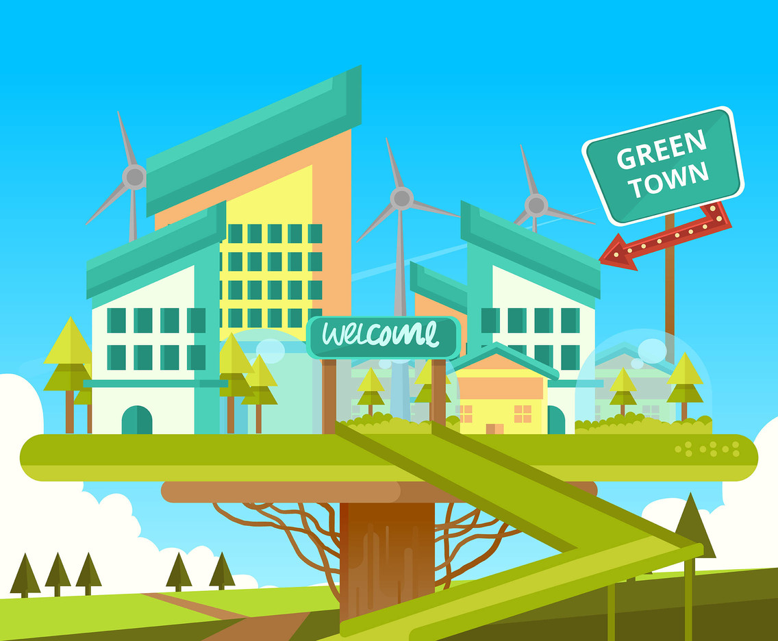 Green Energy Town Vector